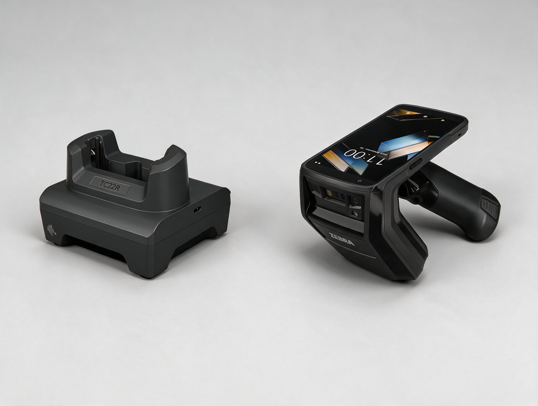 Socle de charge et terminal RFID Zebra TC22R avant mise en place